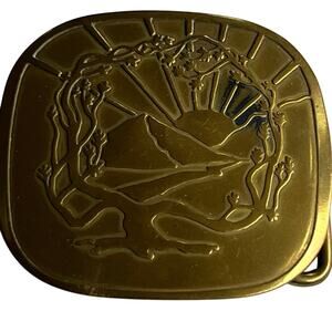 TREE of LIFE solid brass belt buckle 70’s hippie boho‎ festival Sun rays